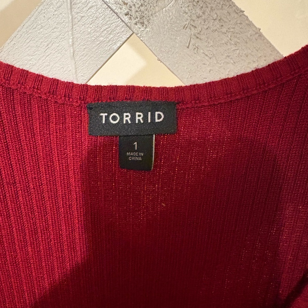 Women's Red Ribbed Dress - Picture 3 of 4
